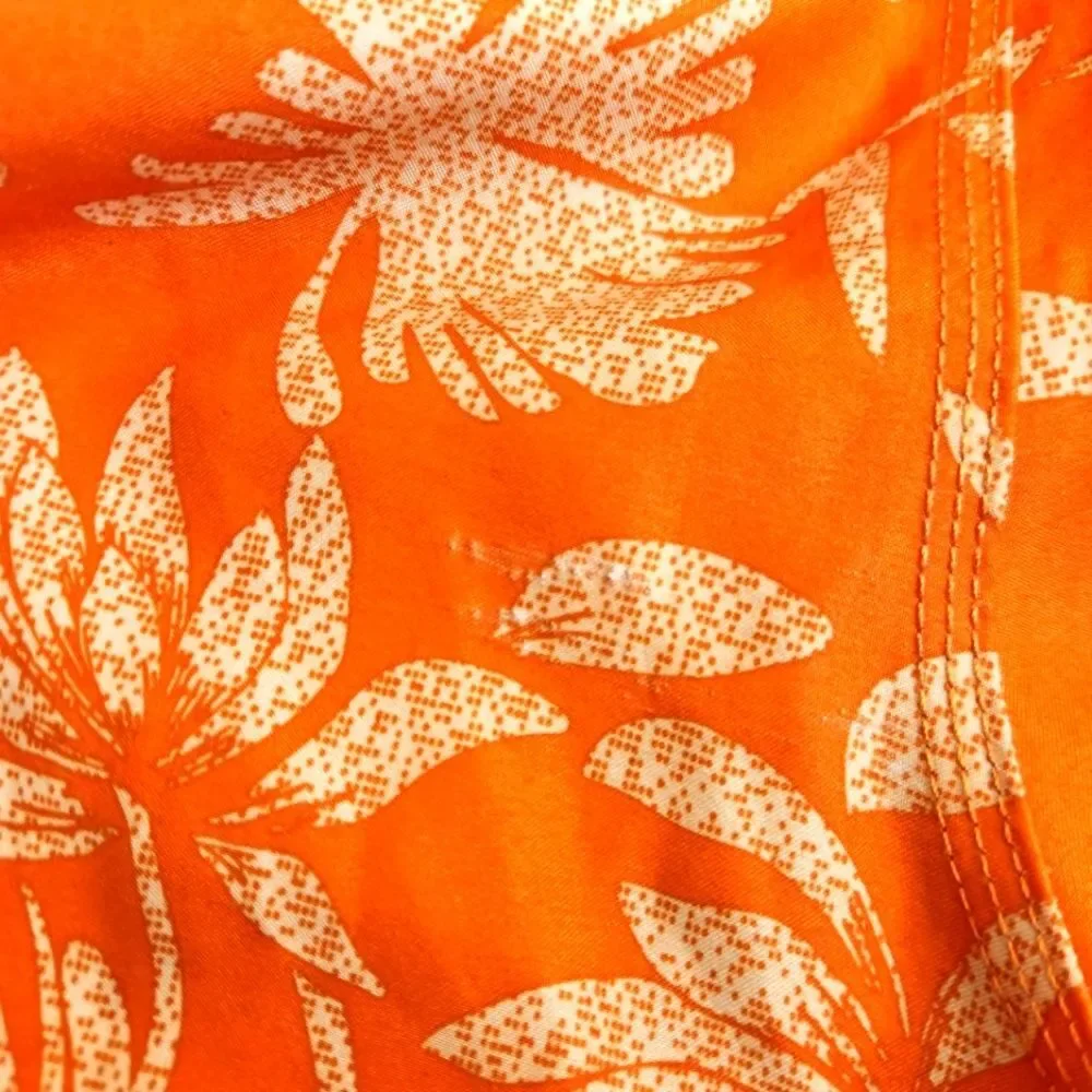 OP Mens Orange Floral Print Cargo Swim Trunks Size 2XL 44-46